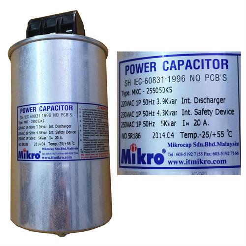 Tụ bù khô MIKRO 1P 10KVAr 250V ( MKC-255100KS )